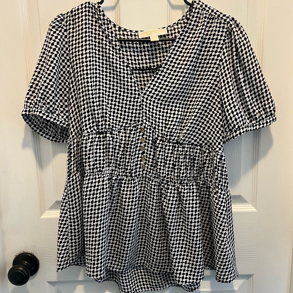 Michael Kors Black and White Houndstooth Women's Top